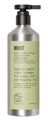 AG Care Boost Apple Cider Vinegar Conditioner bottle with pump for easy application