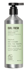 AG Care Curl Fresh bottle with pump demonstrates easy, moisturized curls
