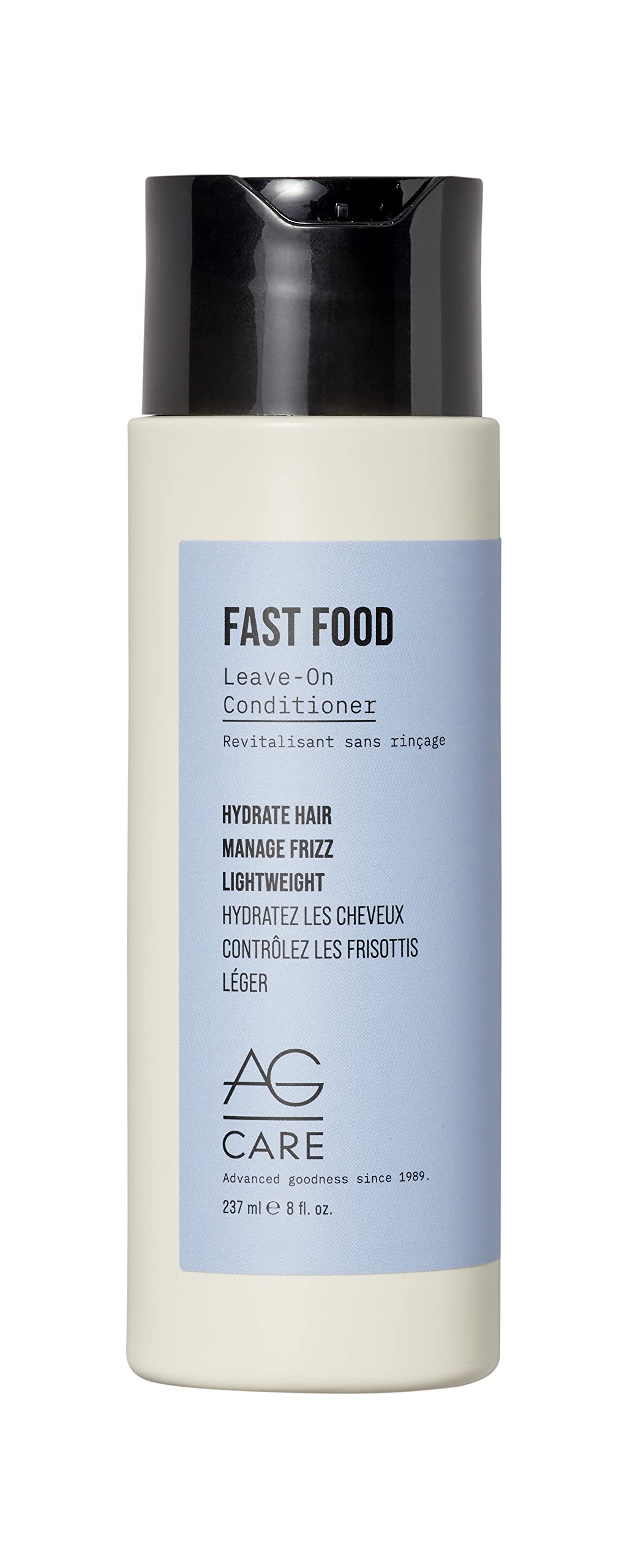 AG Care Fast Food Leave-On Conditioner bottle shown for smooth, frizz-free hair.