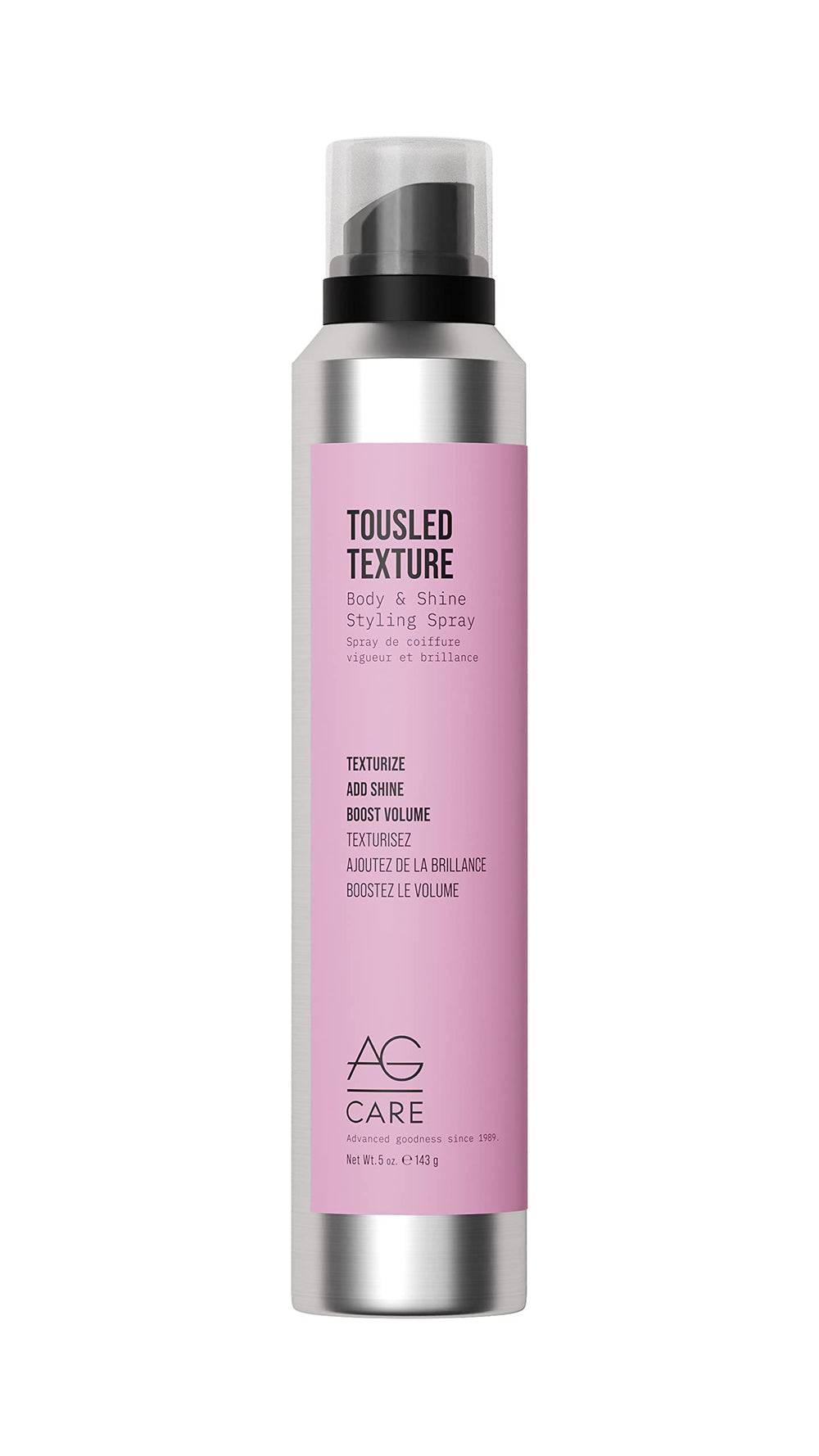 AG Care TOUSLED TEXTURE bottle pour delivers lightweight volume for easy styling.