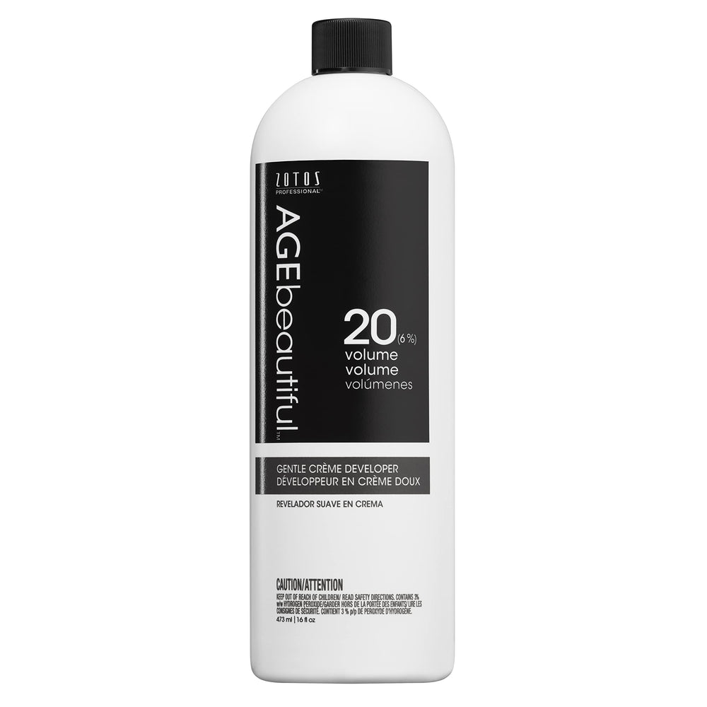 AGE beautiful 20-volume gentle creme developer bottle for smooth bowl-and-brush color application