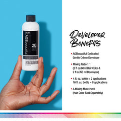 AGE beautiful creme developer texture appears creamy for easy, even color mixing