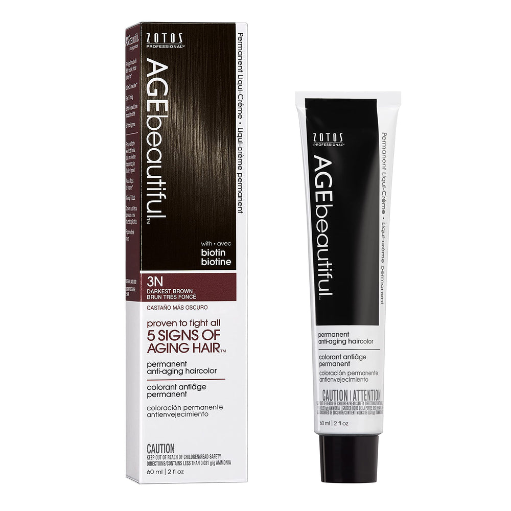 AGE beautiful Liqui Creme 3N darkest brown bottle shows rich gray coverage potential