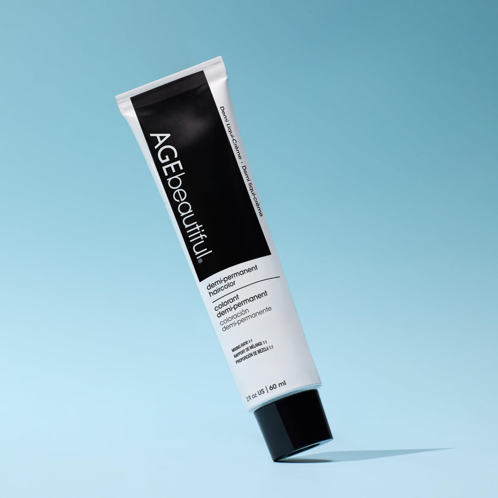 AGE beautiful Pure Silver Demi Liqui-Creme Toner on damaged hair for healthier appearance.