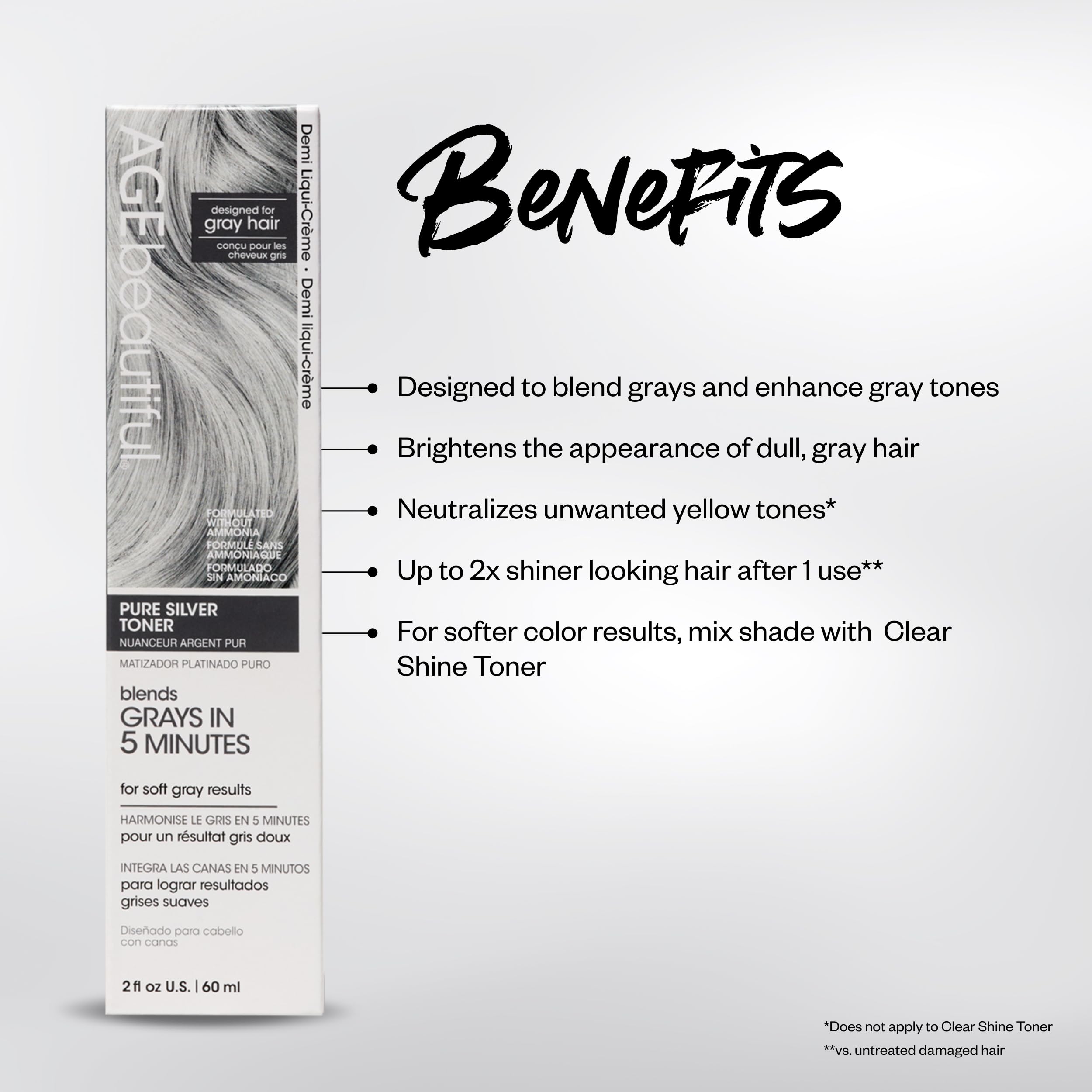 AGE beautiful Pure Silver Demi Liqui-Creme Toner application swirl blends silver tones.