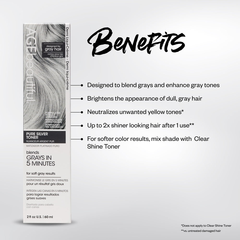 AGE beautiful Pure Silver Demi Liqui-Creme Toner application swirl blends silver tones.
