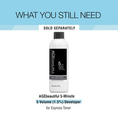 AGE beautiful Pure Silver Demi Liqui-Creme Toner hair on model shows enhanced shine.