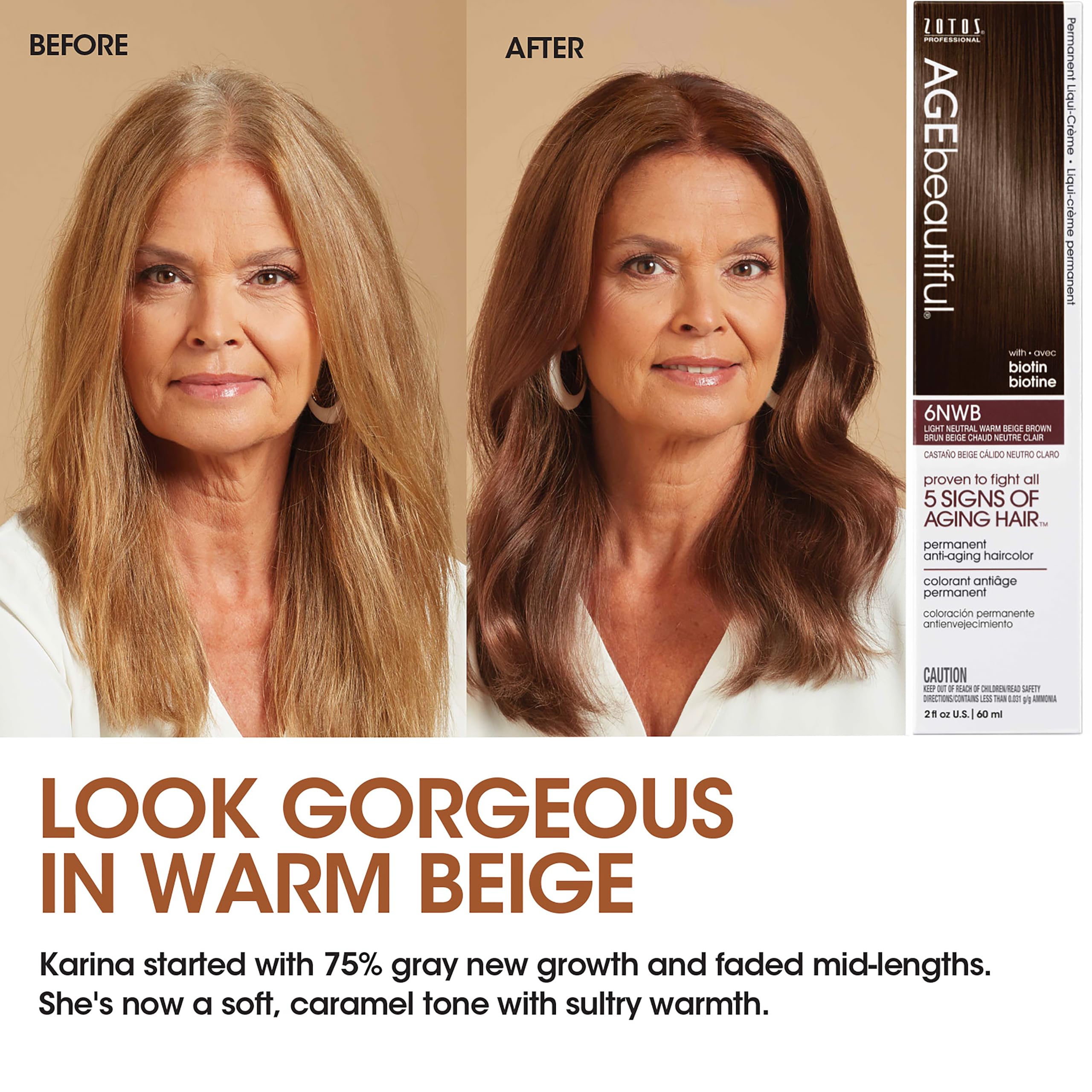 AGE beautiful silk-keratin peptide blend indicating added shine and strength.