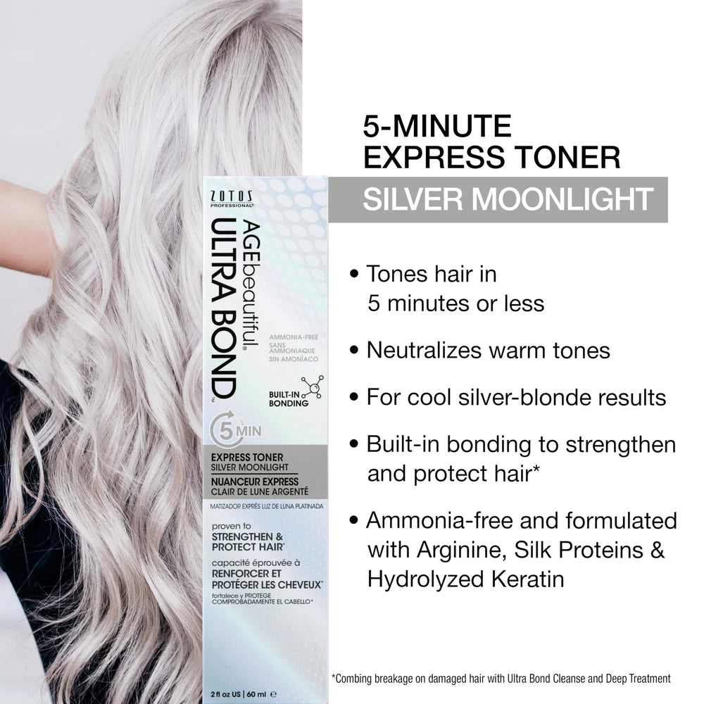 AGE beautiful Silver Moonlight toner swatch delivering cool silver-blonde result.