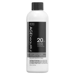 AGEbeautiful 20 Volume Gentle Creme Developer bottle used for precise mixing with Liqui-Crème colors.