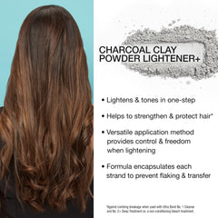 AGEbeautiful Charcoal Clay Lightener texture close-up shows rich powder consistency.