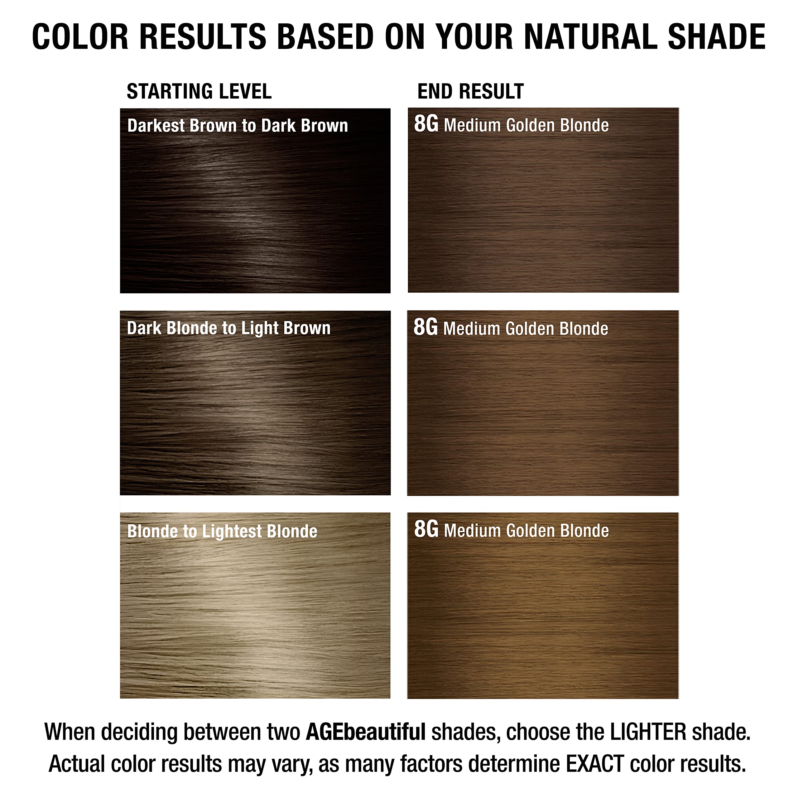 AGEbeautiful finished hair displays fullness, shine, and conditioned feel.