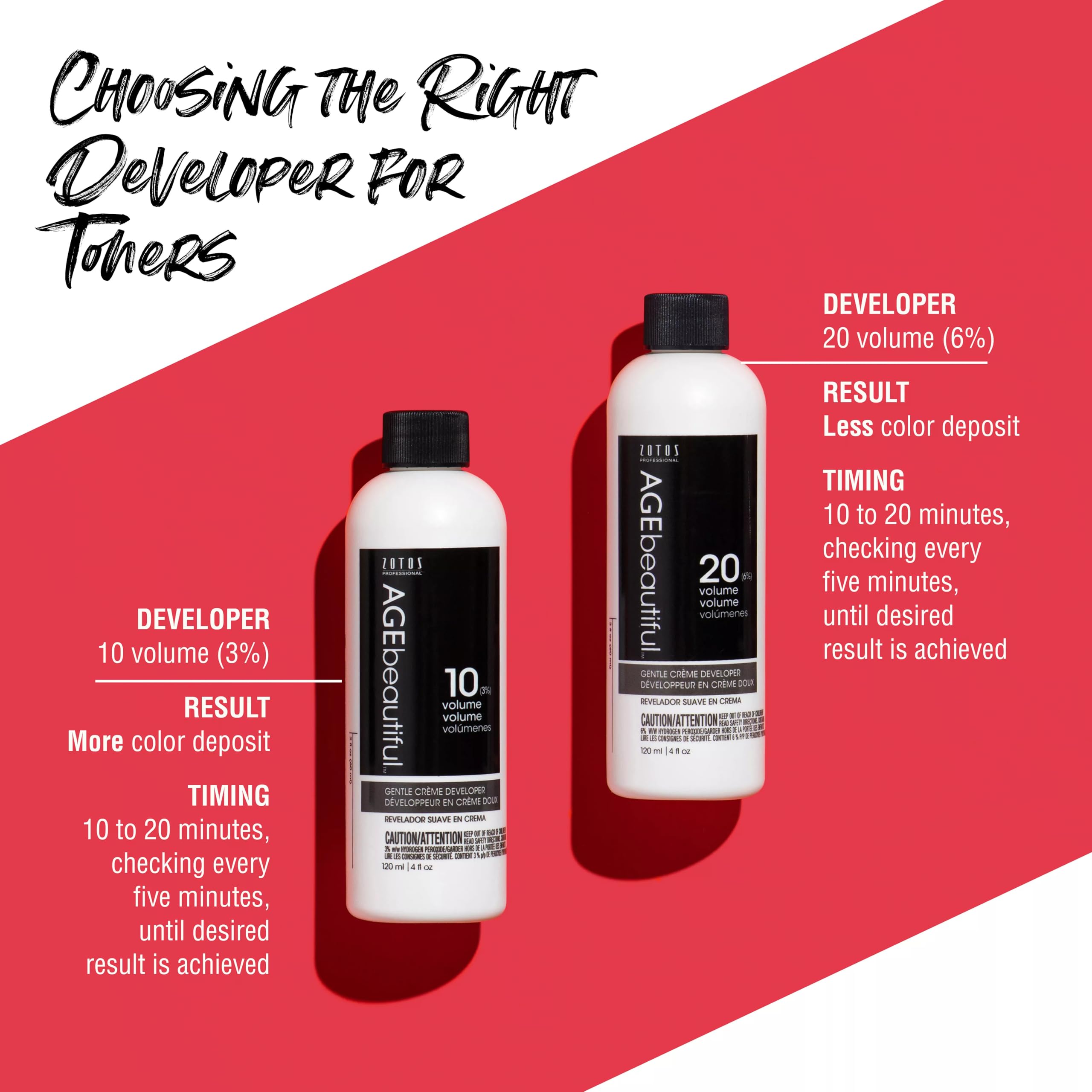 AGEbeautiful permanent color application on hair using the developer and color.
