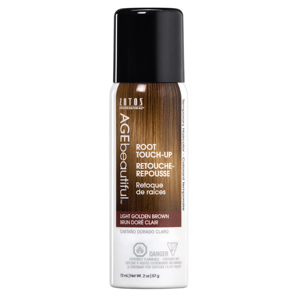 AGEbeautiful Root Touch-Up Spray cap application for quick gray root concealment.