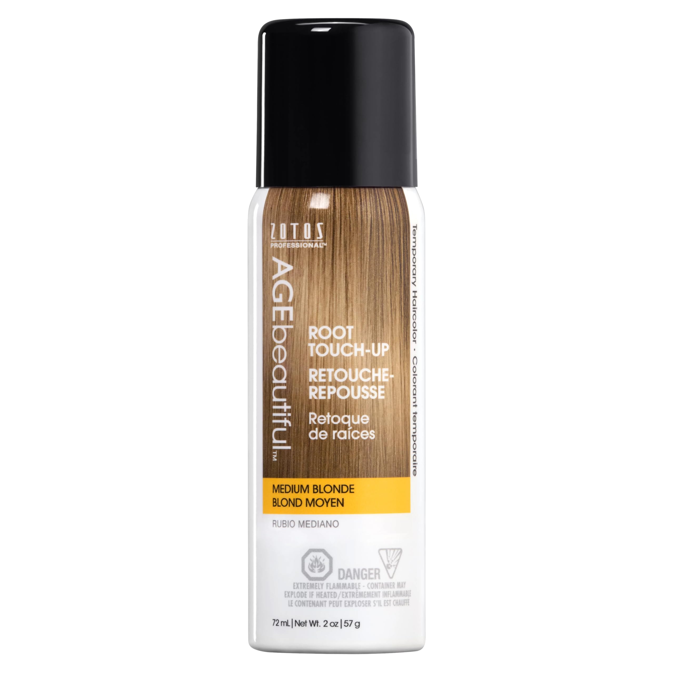 AGEbeautiful Root Touch-Up Spray on gray roots for quick concealment
