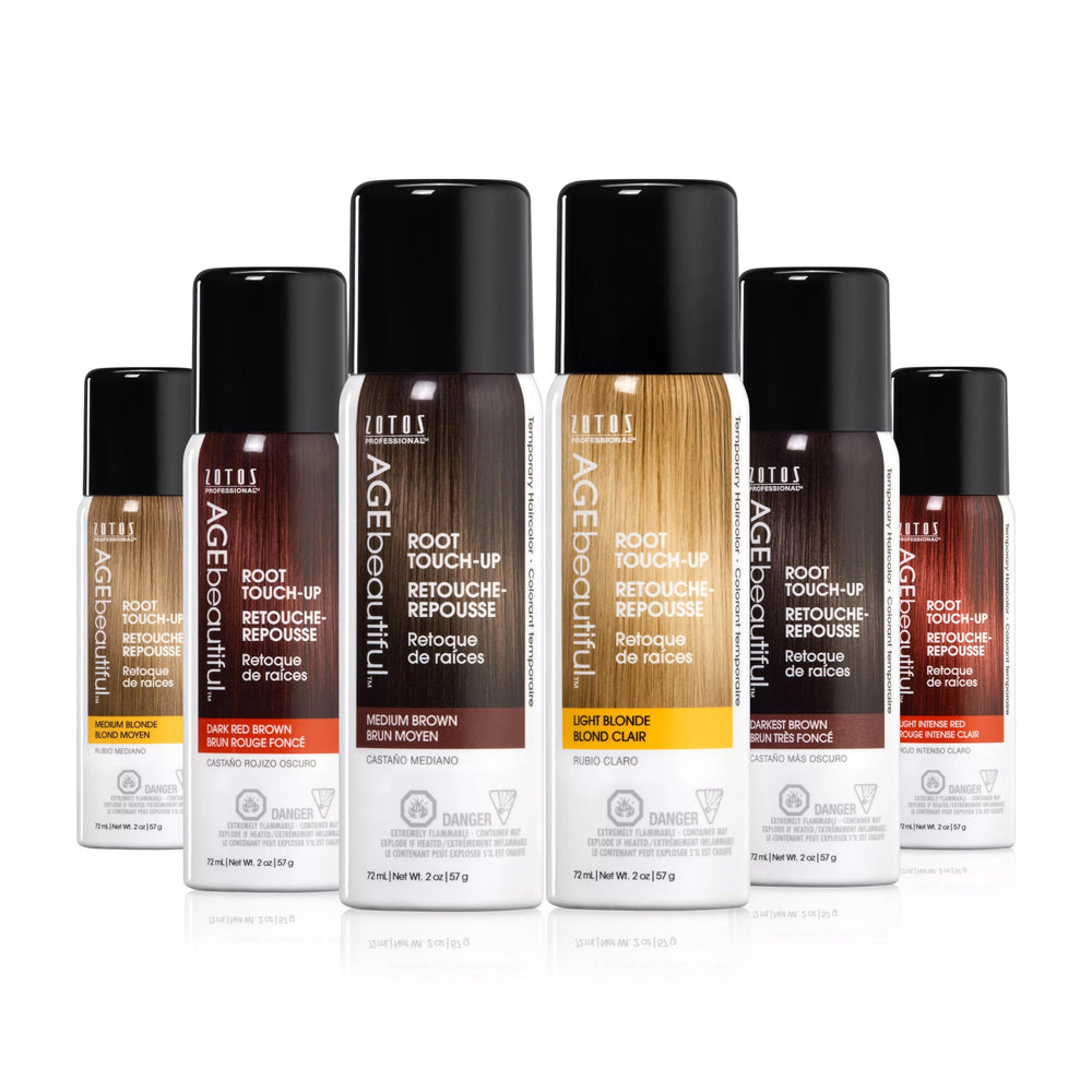 AGEbeautiful Root Touch-Up Spray at the roots adds subtle volume.