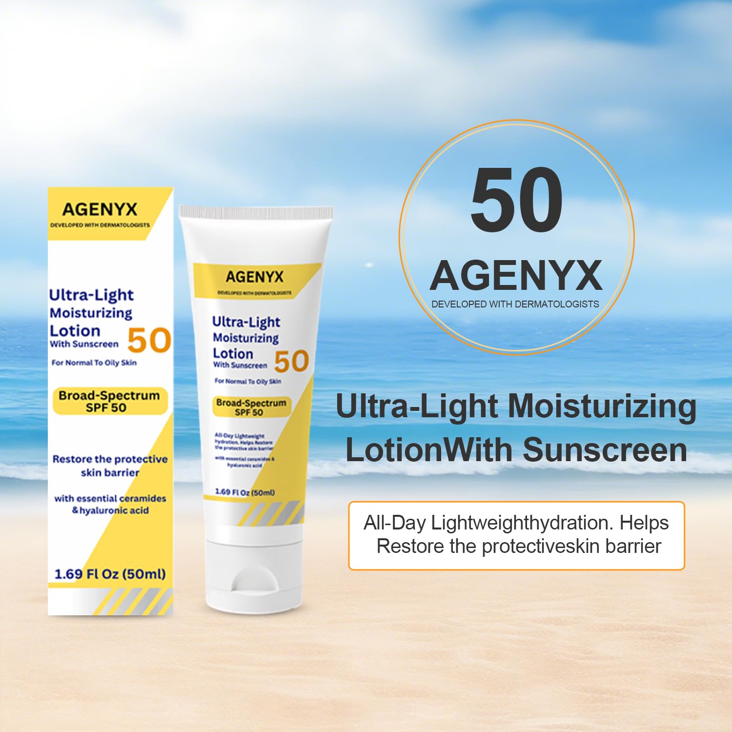 Agenyx hyaluronic acid moisturizer close-up showing moisture retention for refreshed skin.