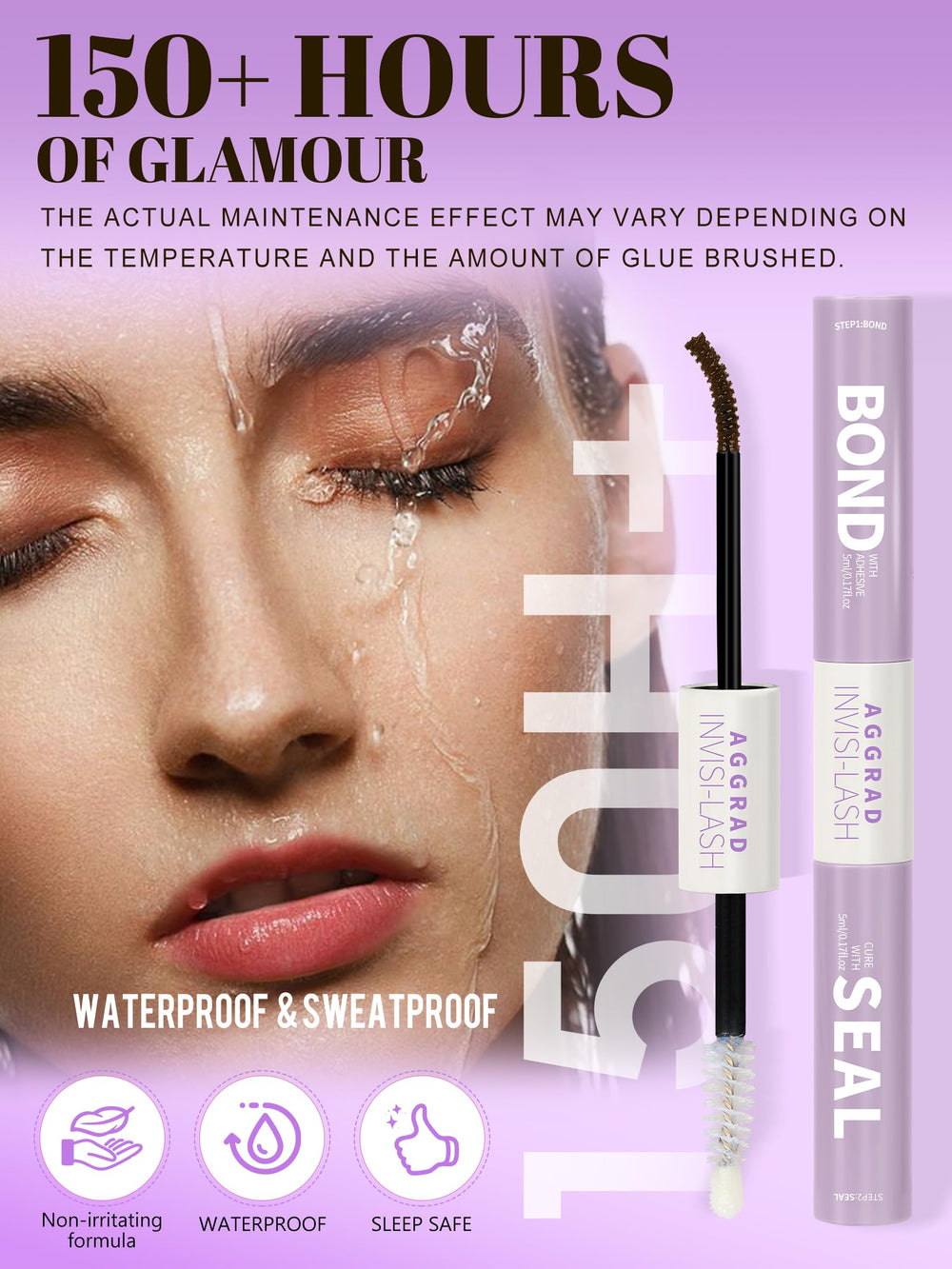 AGGRAD Brown Lash Bond closeup highlights 2-in-1 convenience