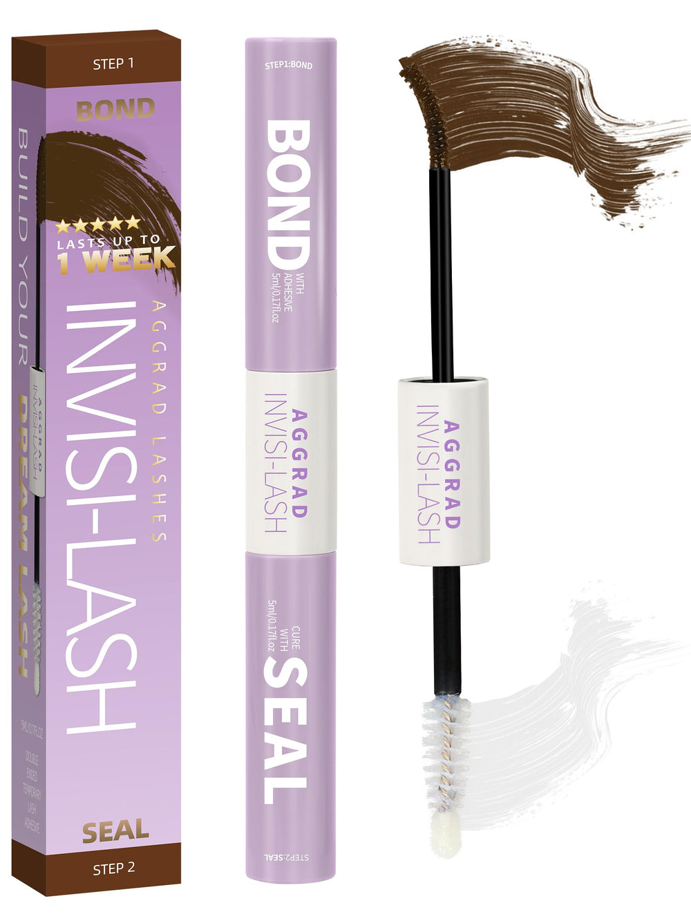 AGGRAD Brown Lash Cluster Glue bottle pour shows strong, long-lasting hold