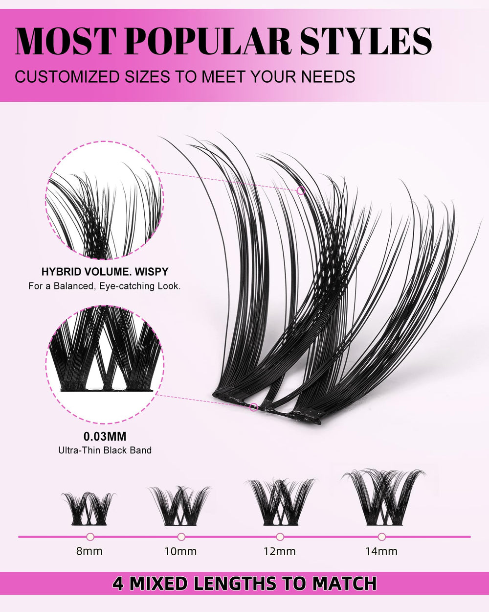 AGGRAD Flora Lash Clusters Kit wide band design displayed for faster, easier applications.