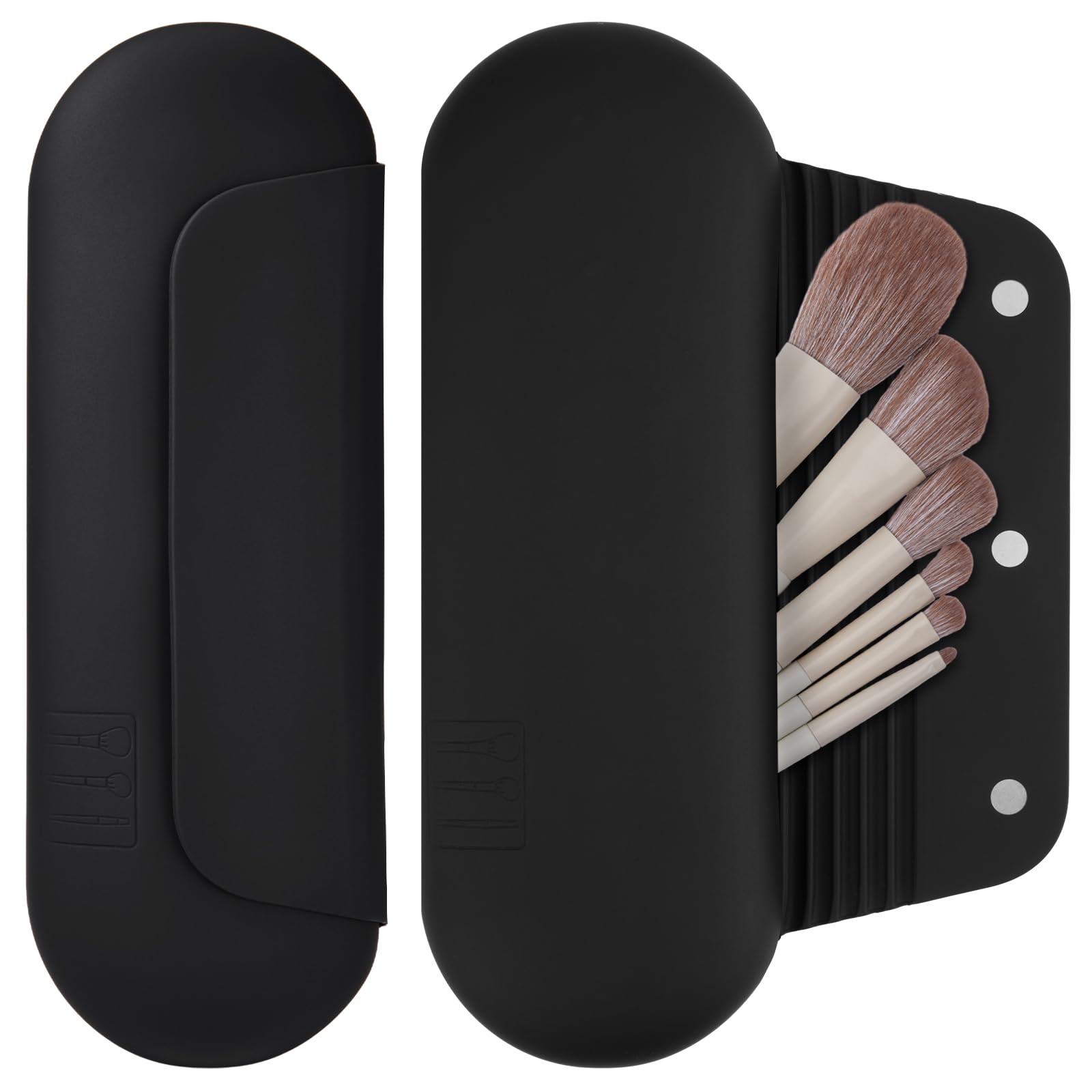 AGIKET silicone makeup brush holder closeup showing magnetic closure for travel