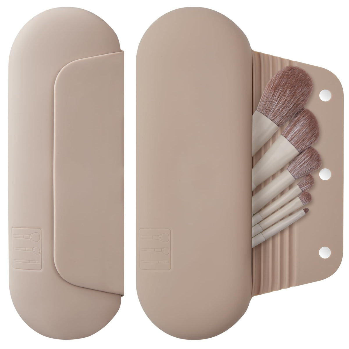 AGIKET silicone makeup brush holder with magnetic closure prevents items from falling out.