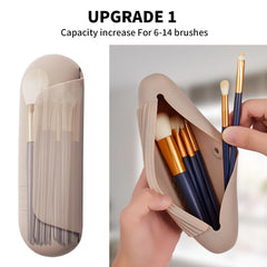 AGIKET travel makeup brush case in soft silicone keeps brushes organized on the go.