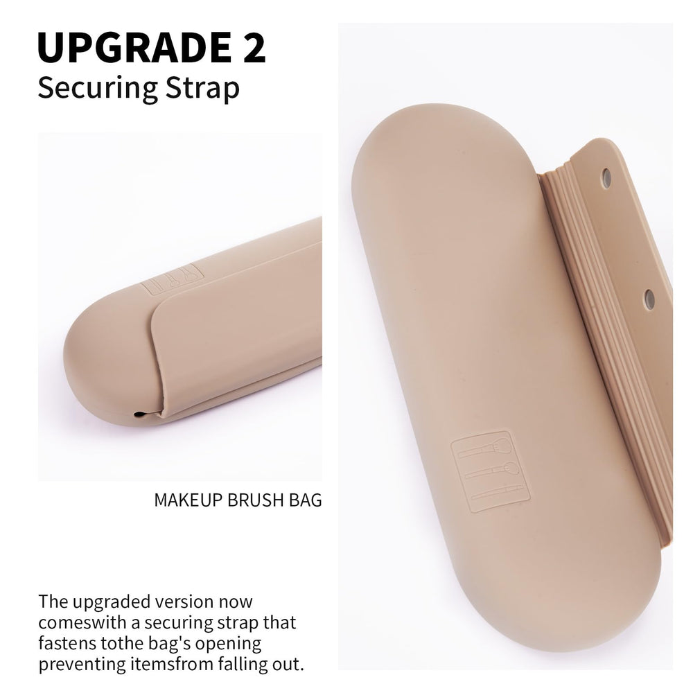 AGIKET walnut color makeup brush holder adds elegant storage for cosmetics.