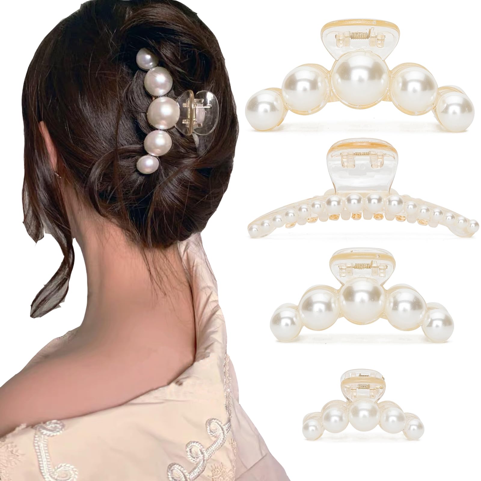 Agirlvct pearl medium-size clip versatile for medium hair looks.