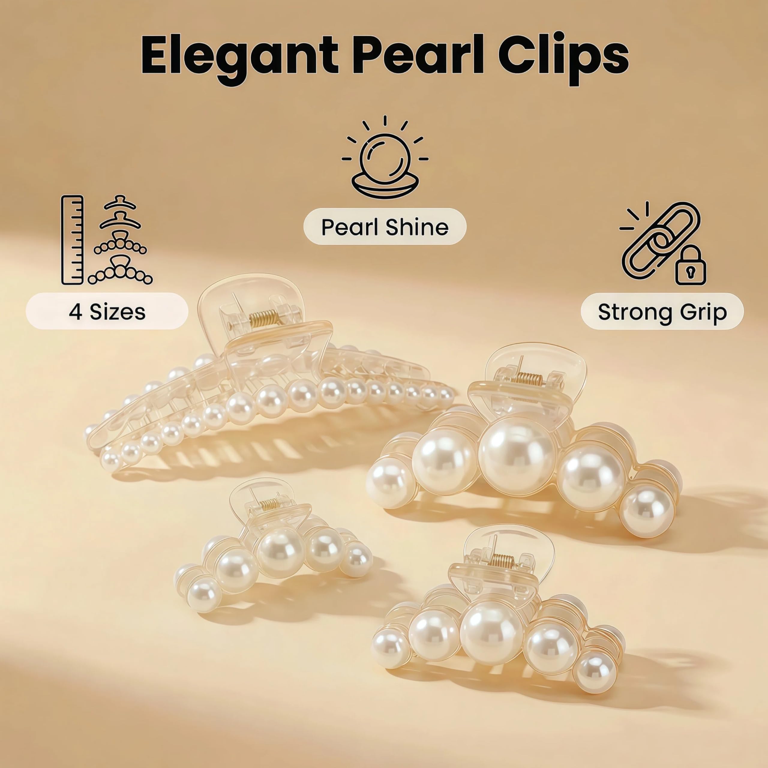 Agirlvct pearl clip features strong spring for reliable hold.
