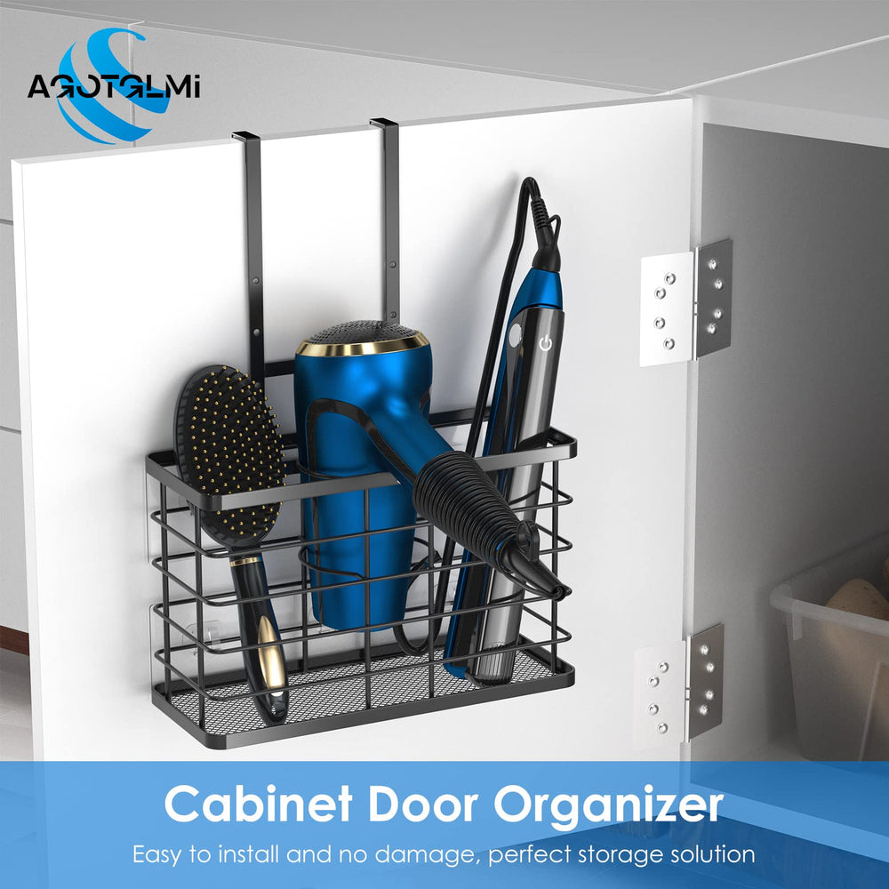 Agotglmi 3-in-1 bathroom organizer mounted on cabinet door for easy reach