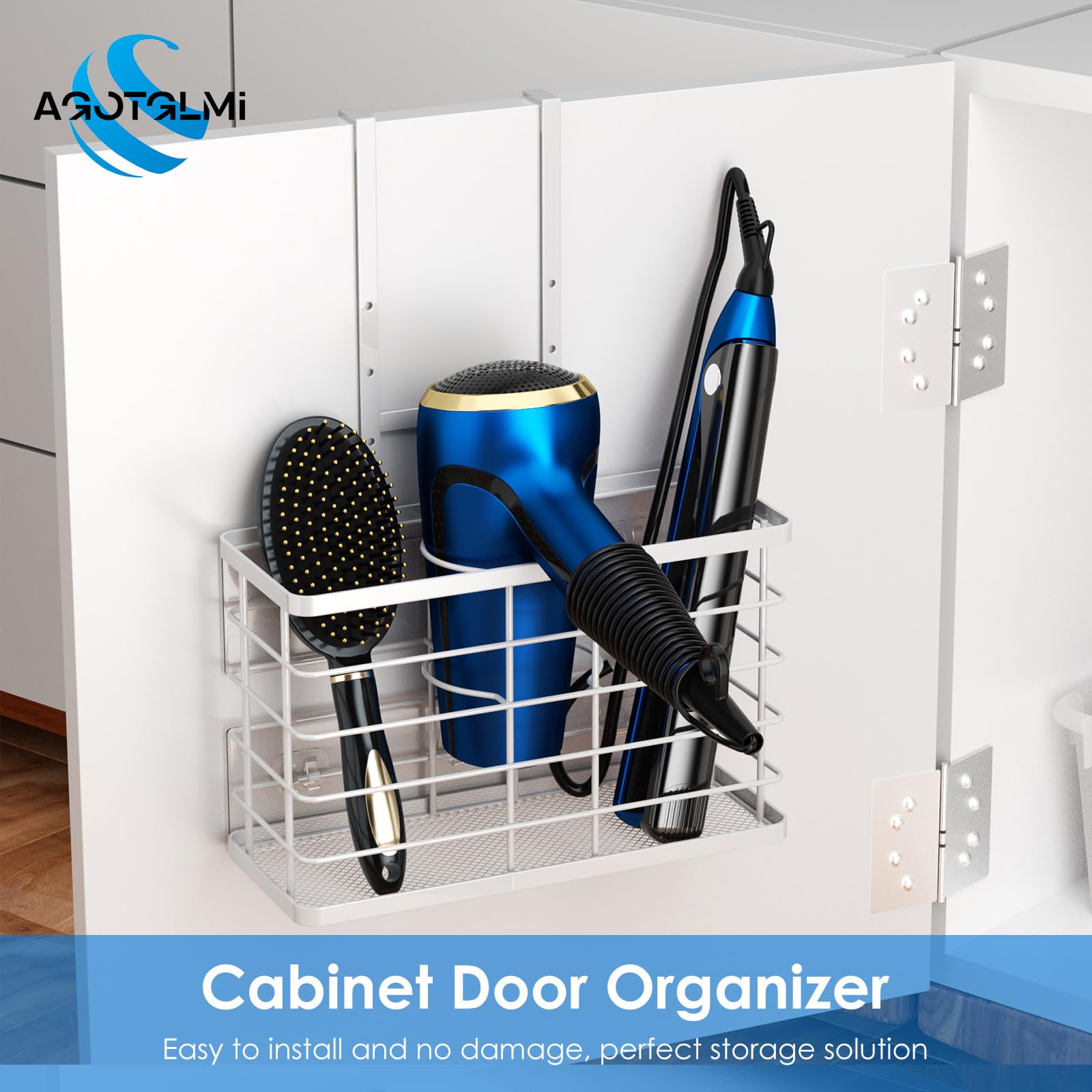 Agotglmi dryer holder for cabinet door keeps styling tools organized