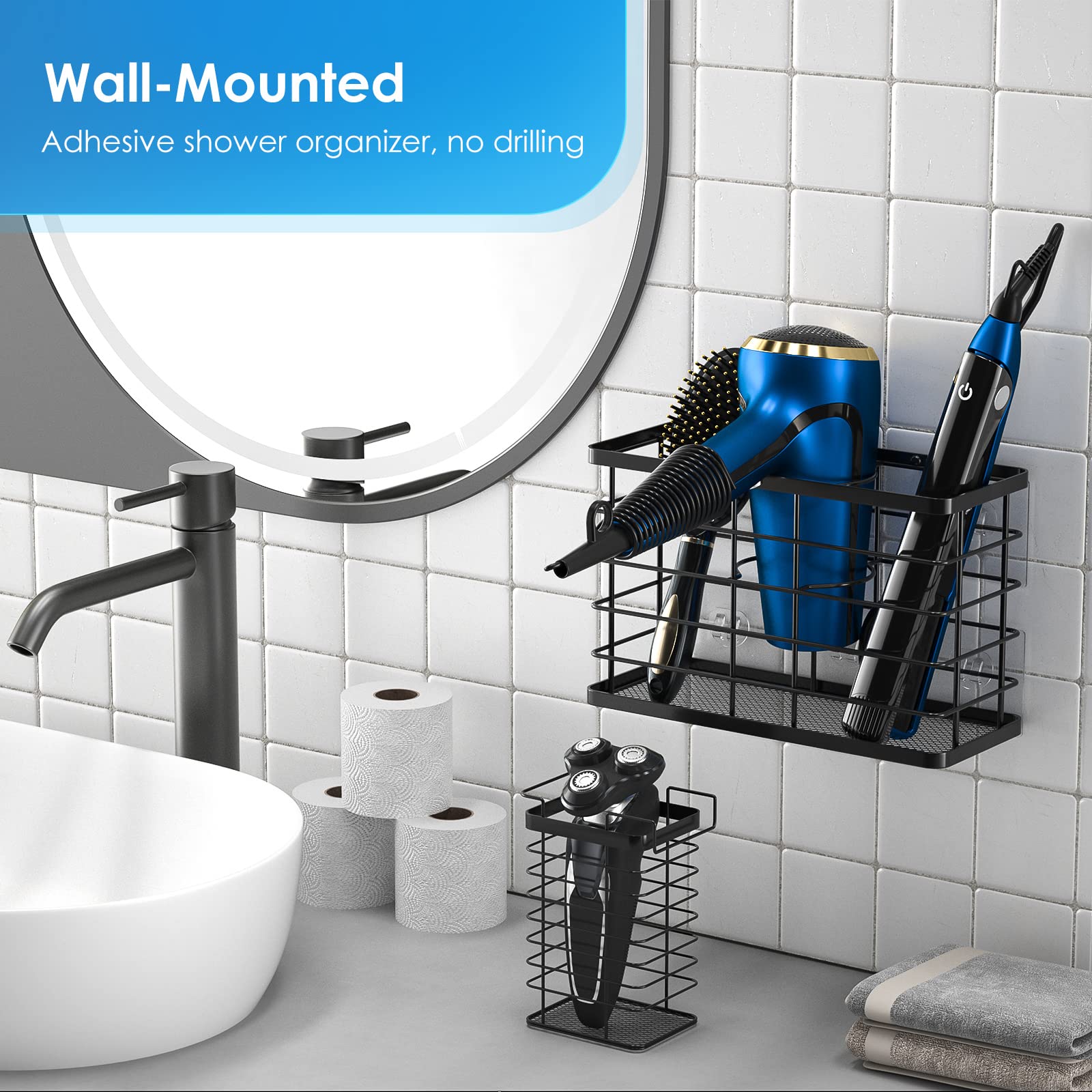 Agotglmi durable stainless steel hair tool holder resistant to bathroom moisture