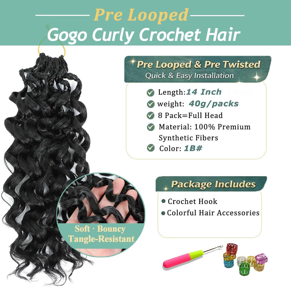 Agstgla Gogo Curl pre-twisted 14in crochet hair for easy install.