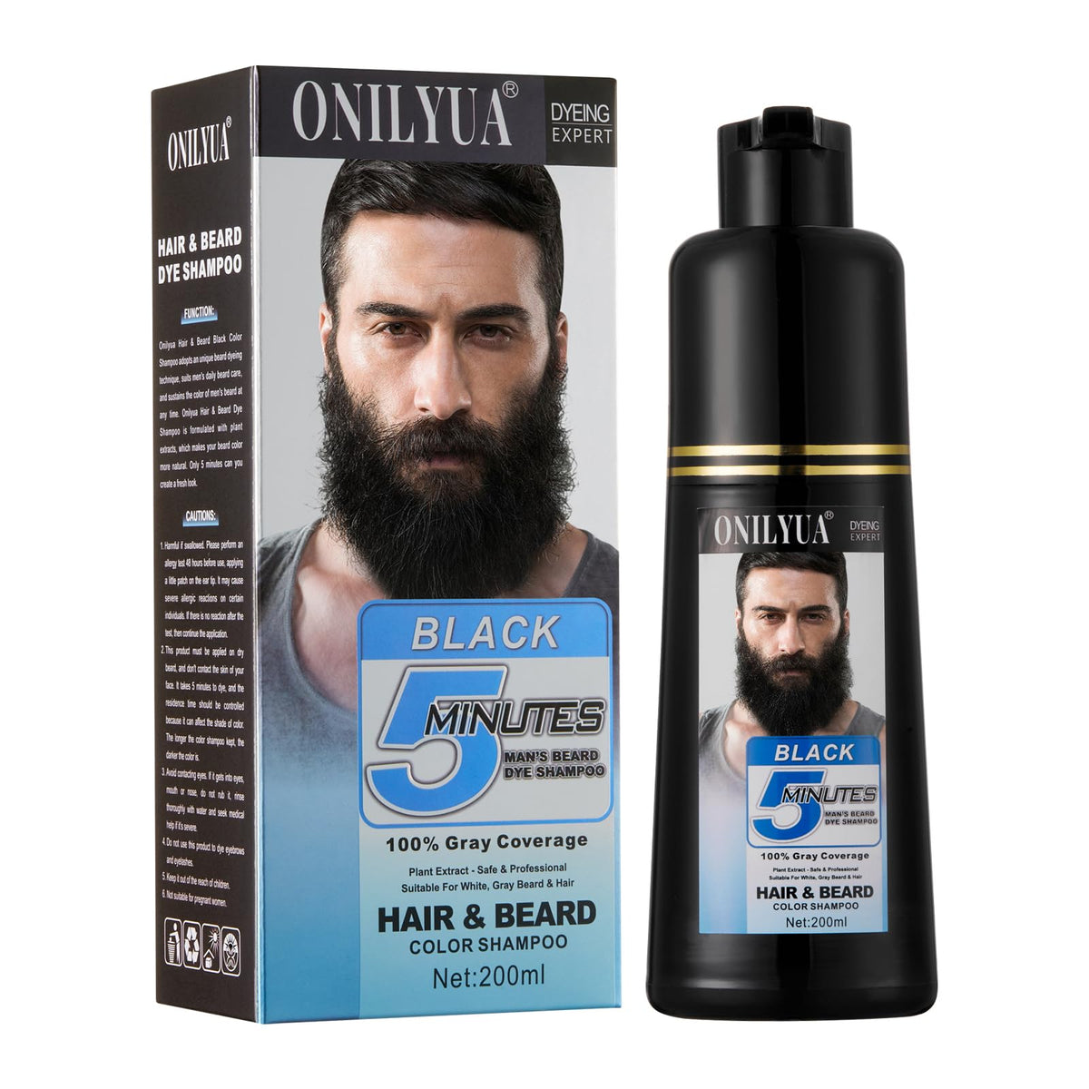 Agthyuve men's black beard dye bottle applying for seamless gray coverage