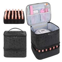 AGX Bravo nail polish storage organizer with double layer design protects bottles during transport.
