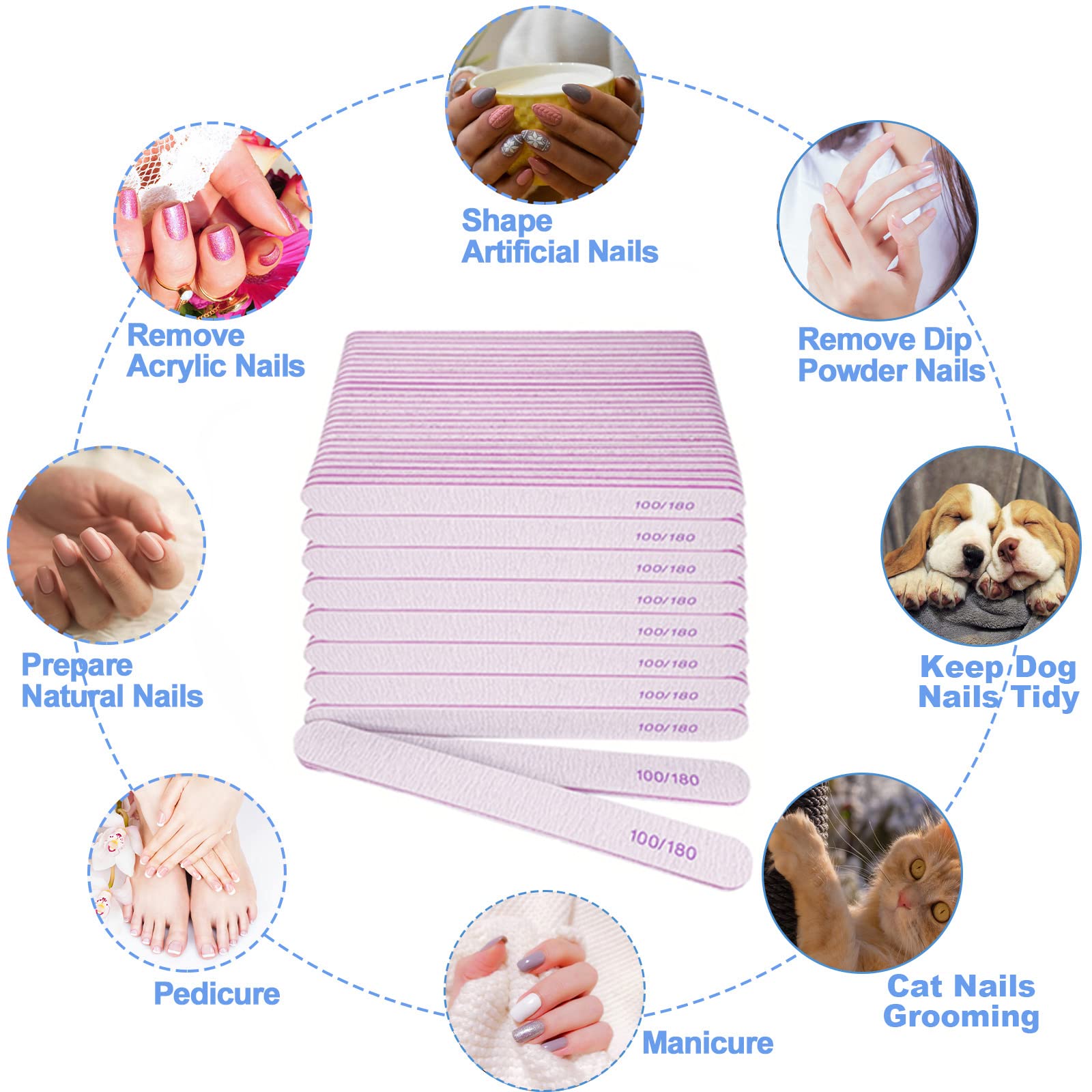 AhaTopia 100/180 grit nail file smooths ridges and preps nails