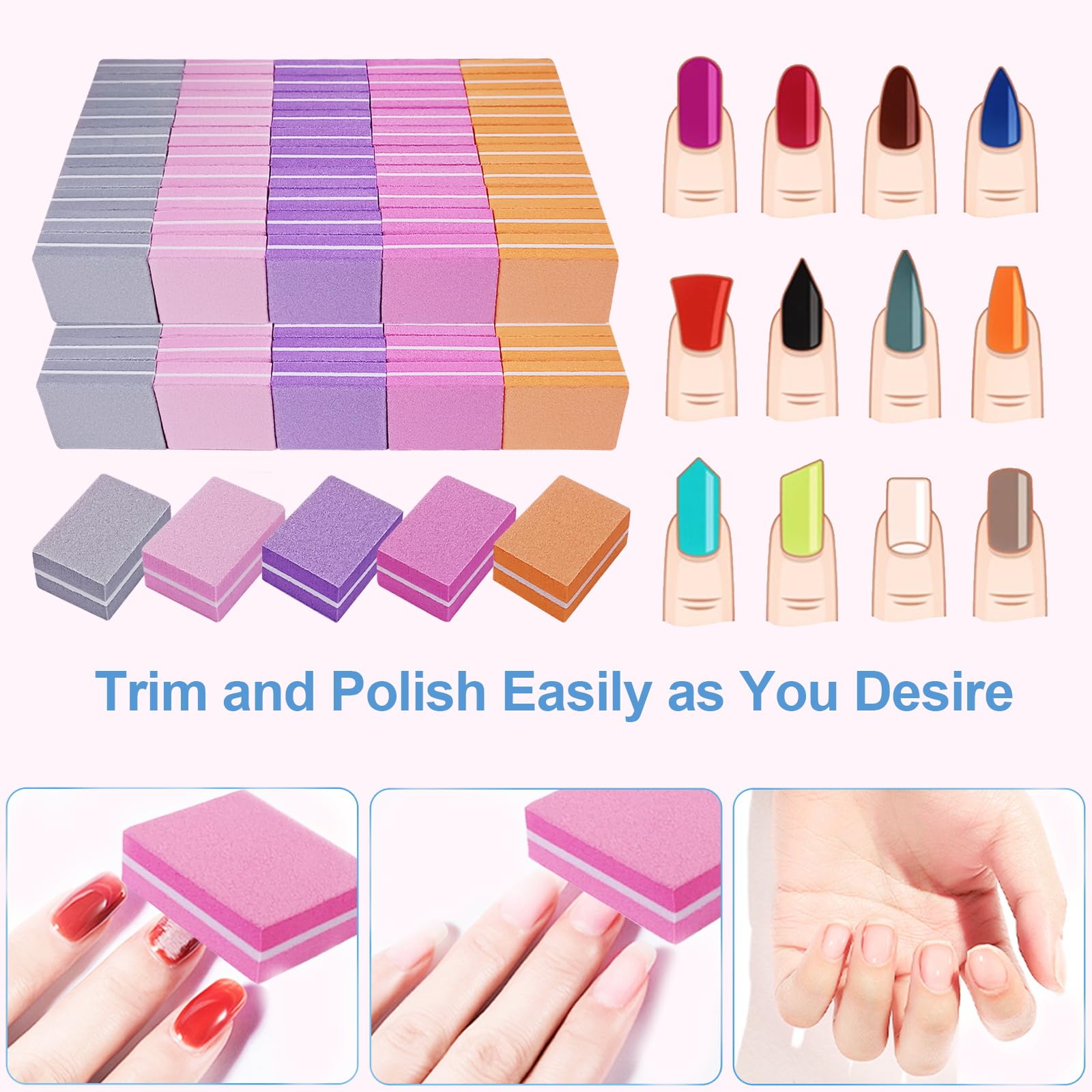 AhaTopia nail buffer block 100-grit coarse surface for shaping uneven nails.