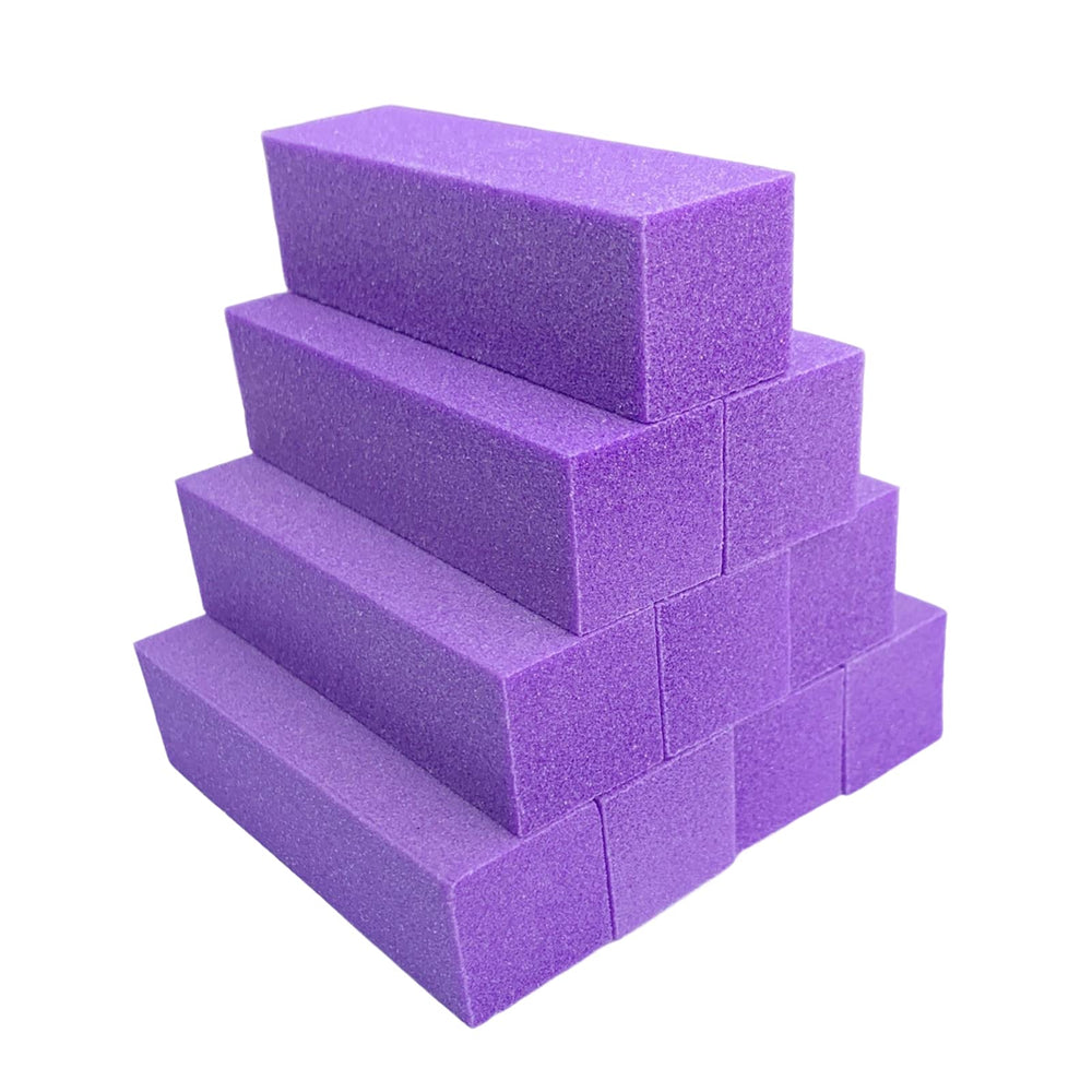 AhaTopia four-sided purple nail buffer block for smooth polishing on gel and natural nails.