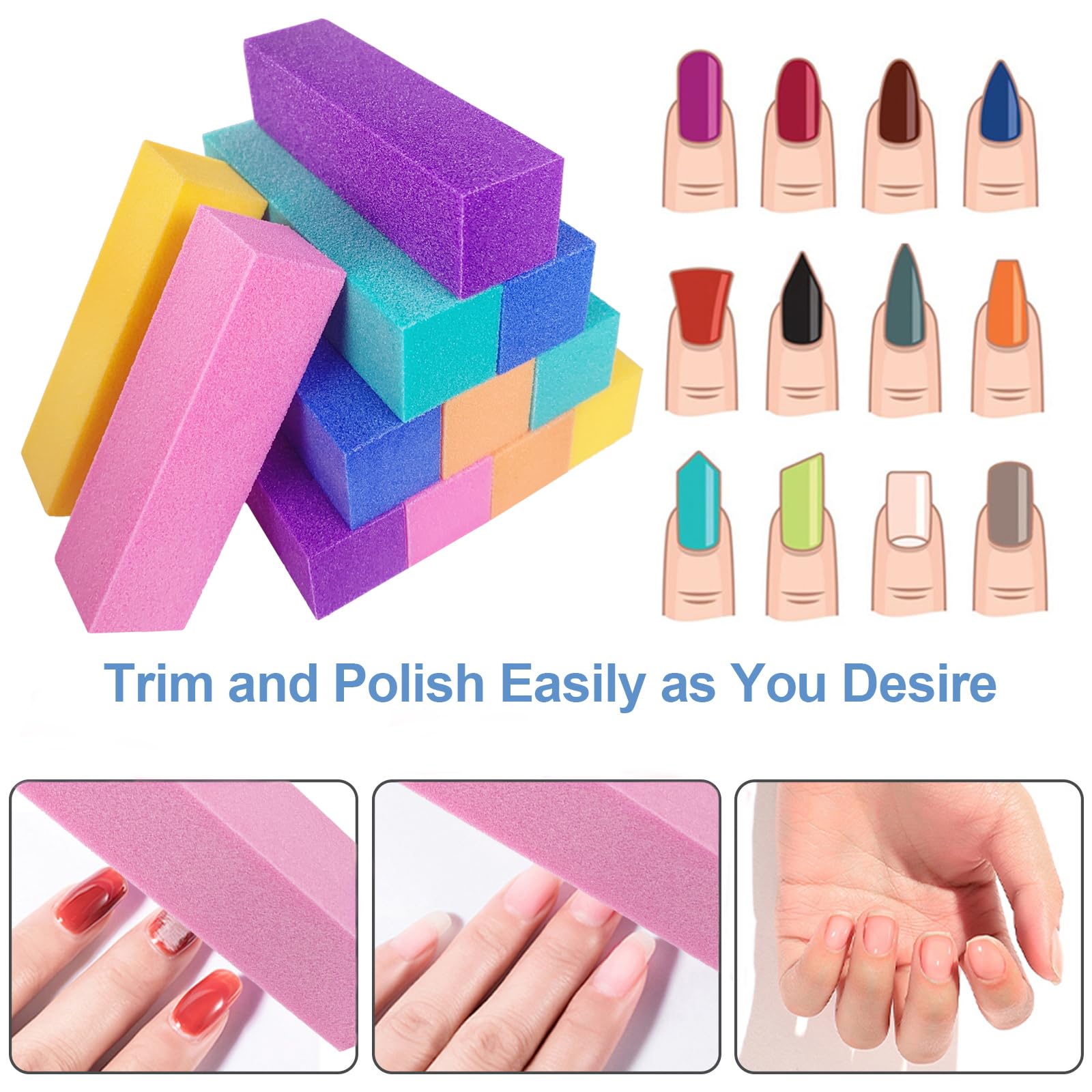 AhaTopia nail buffer block on hand showing compact size for travel polish