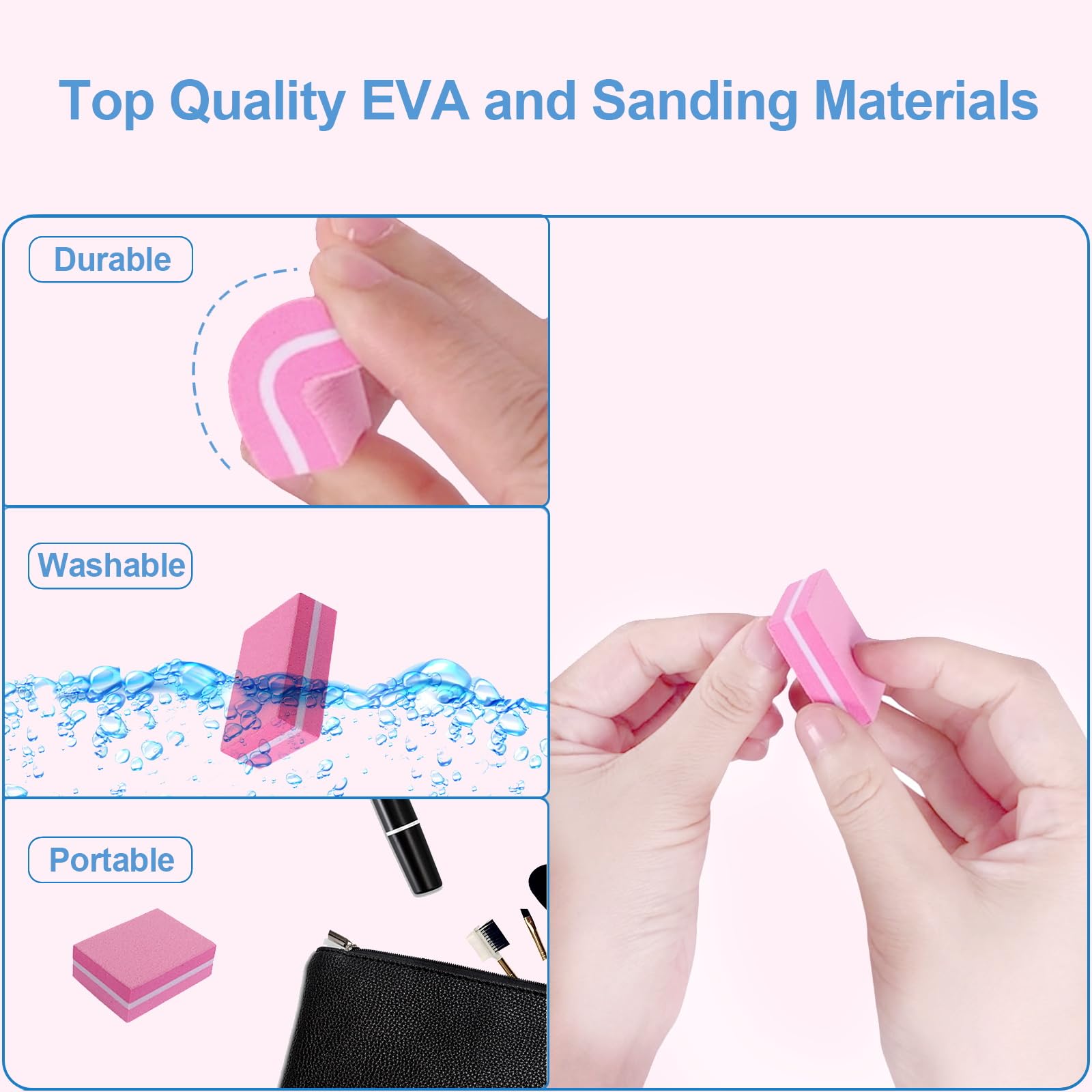 AhaTopia nail buffer block smoothing edges for a polished finish.