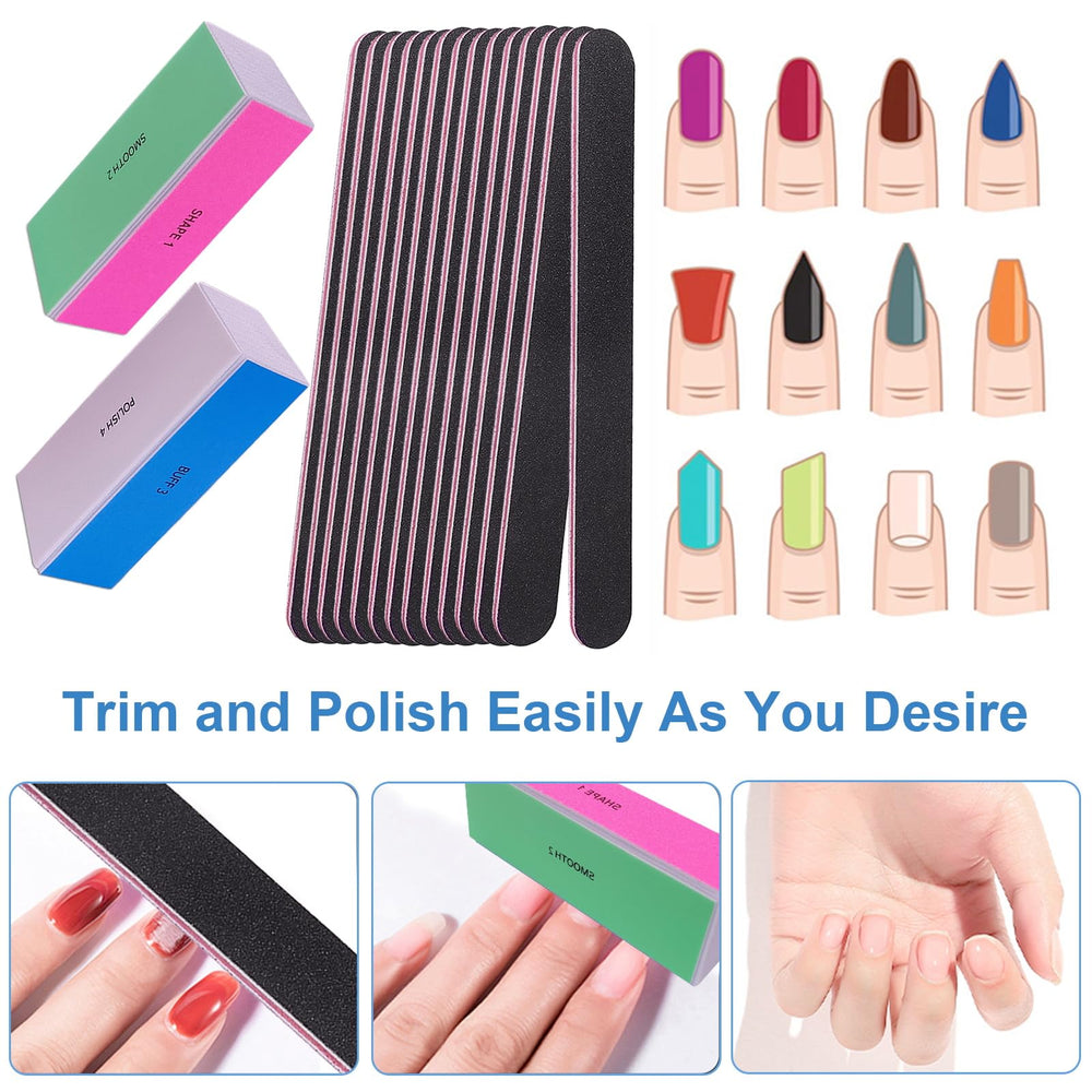 AhaTopia four-way buffers delivering a glossy finish on nails.