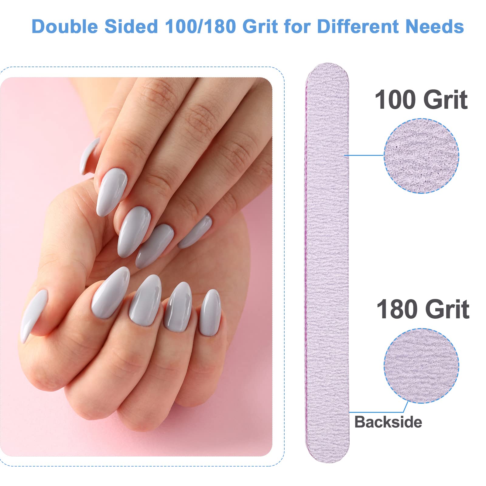 Ahatopia 50-piece nail file set displayed for DIY manicures.