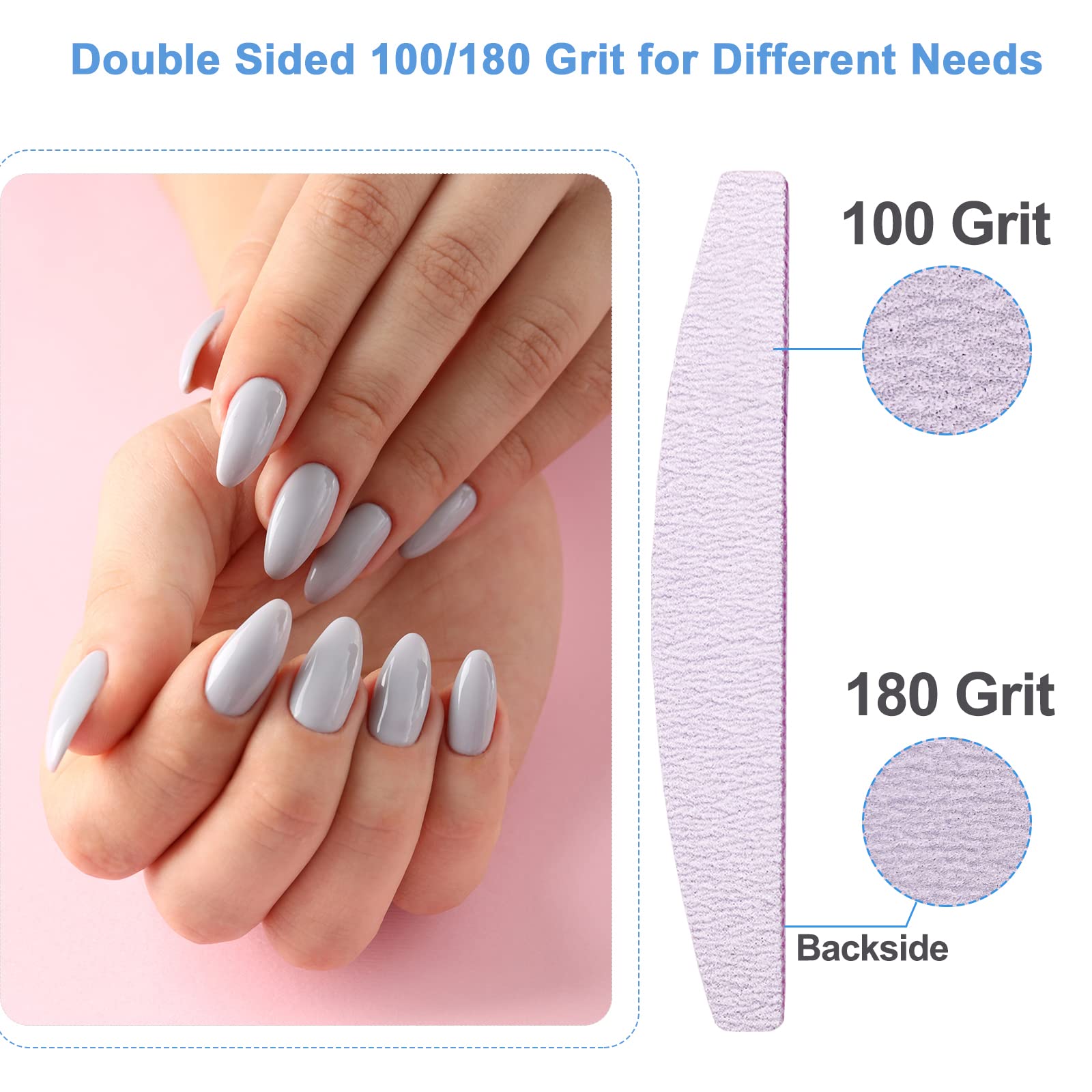 AhaTopia nail-files 100-grit for shaping acrylics and thick nails.
