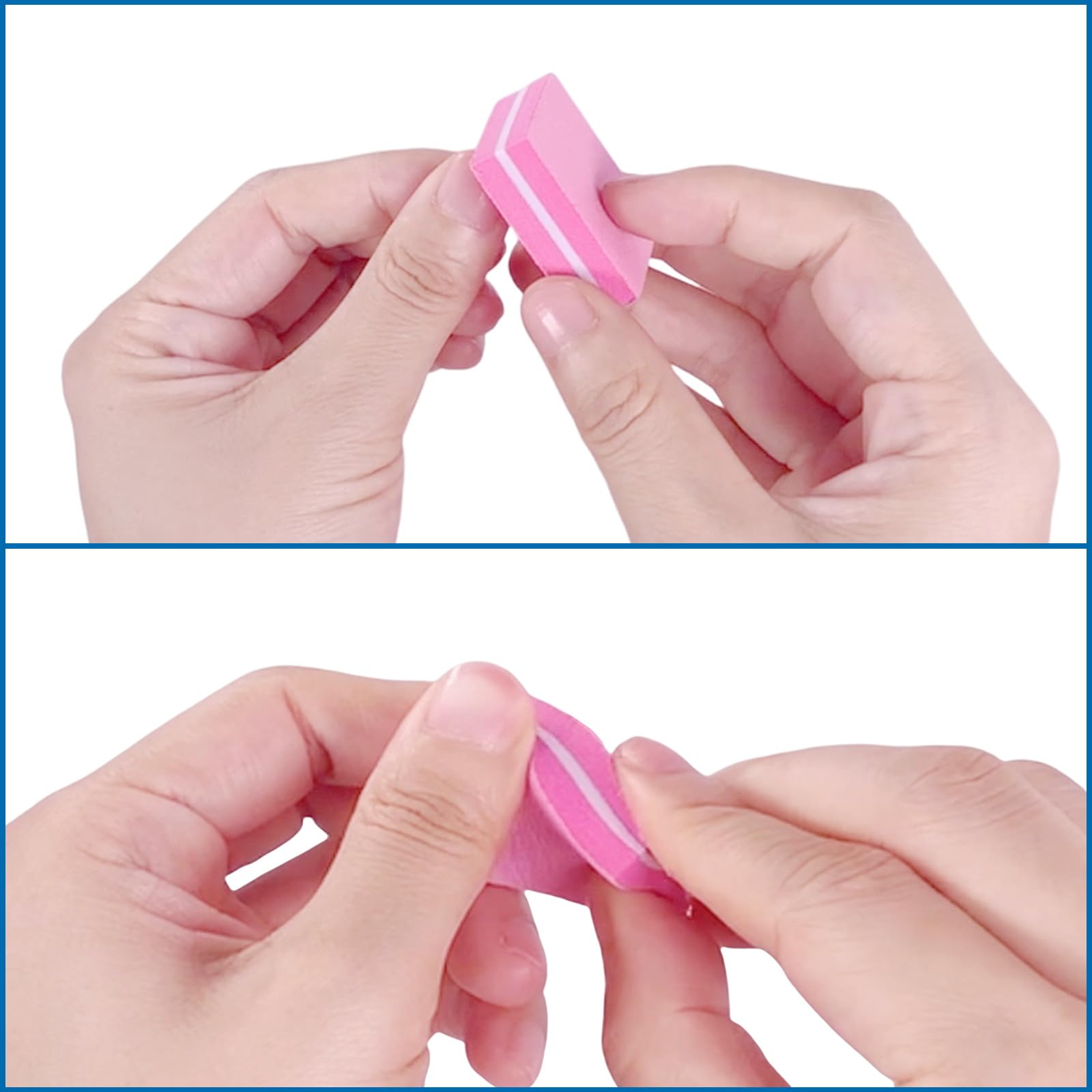 AhaTopia portable nail buffer in a purse for easy travel prep.