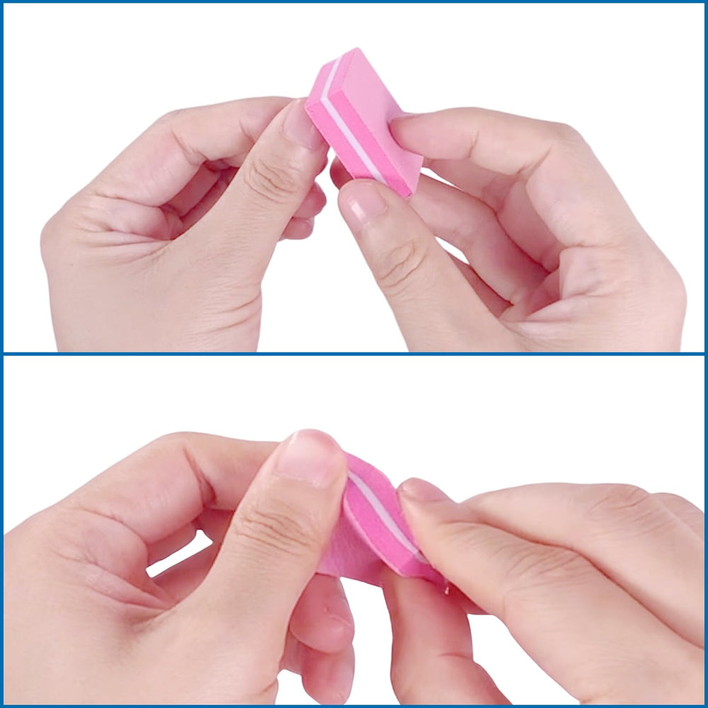 AhaTopia portable nail buffer in a purse for easy travel prep.