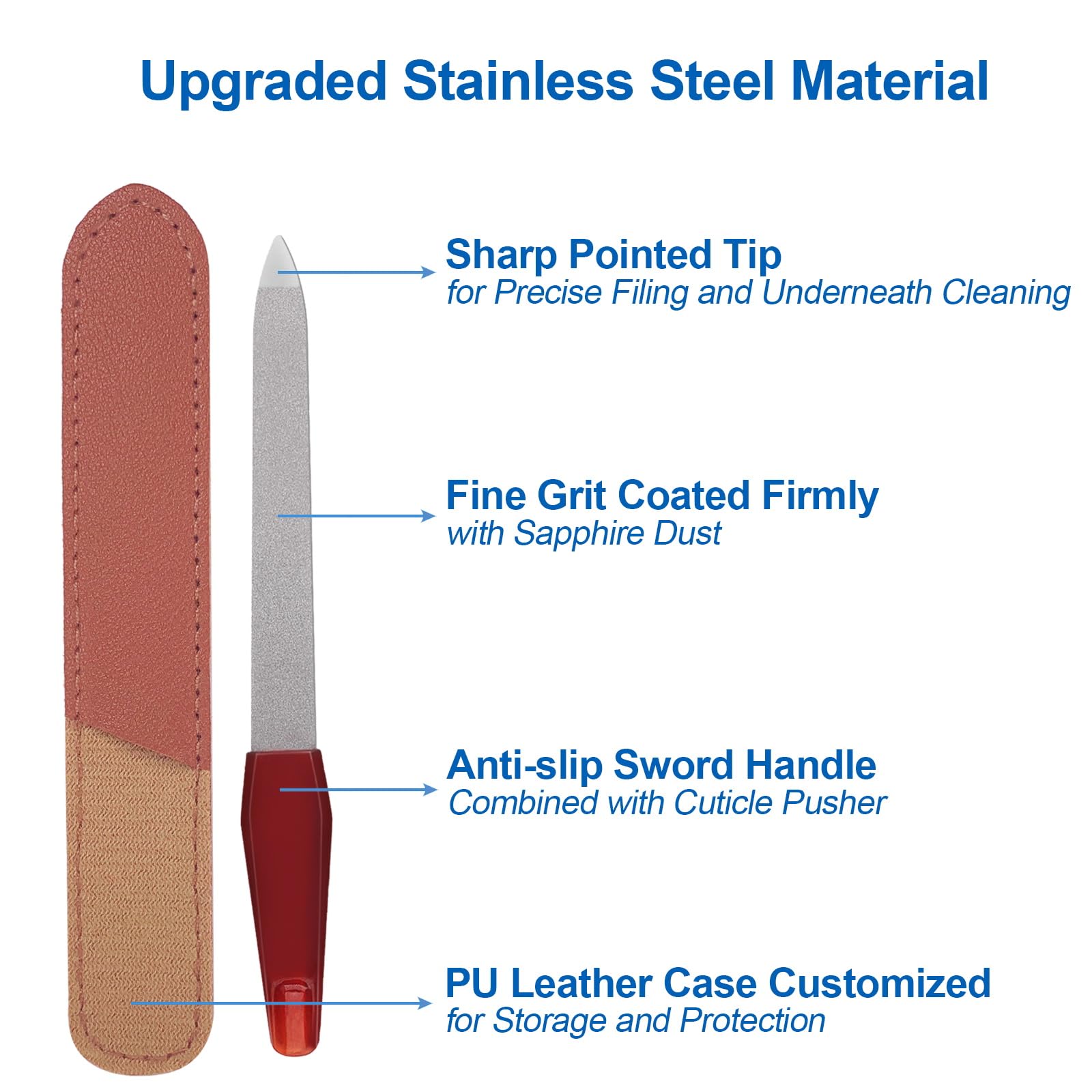 AhaTopia sapphire grit nail file for smooth natural nails.