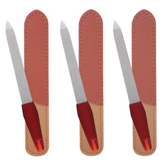 AhaTopia three-pack metal nail file with case, ideal for travel touch-ups.