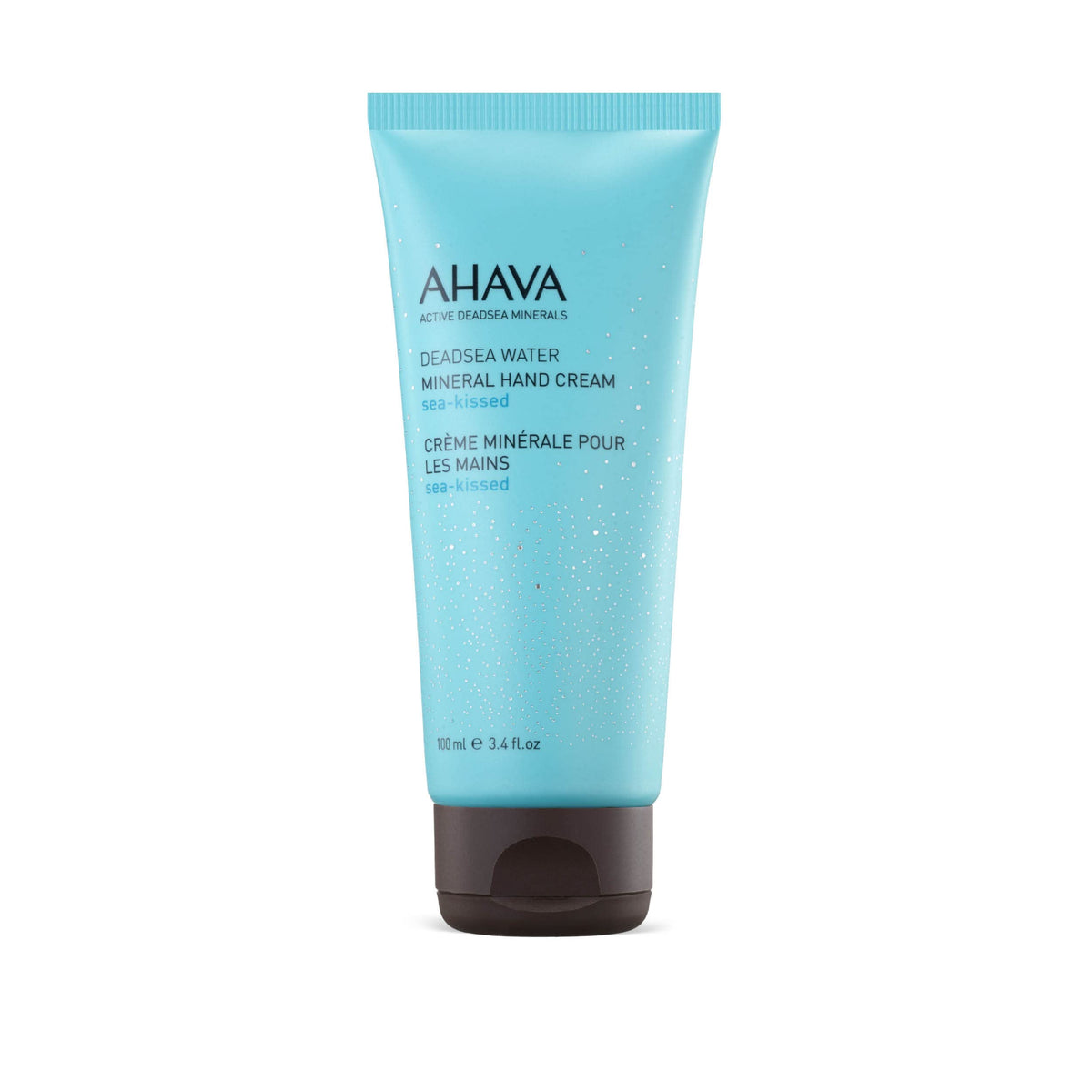AHAVA Dead Sea Water Mineral Hand Cream Sea-Kissed jar demonstrates soothing, fast-absorbing hydration.