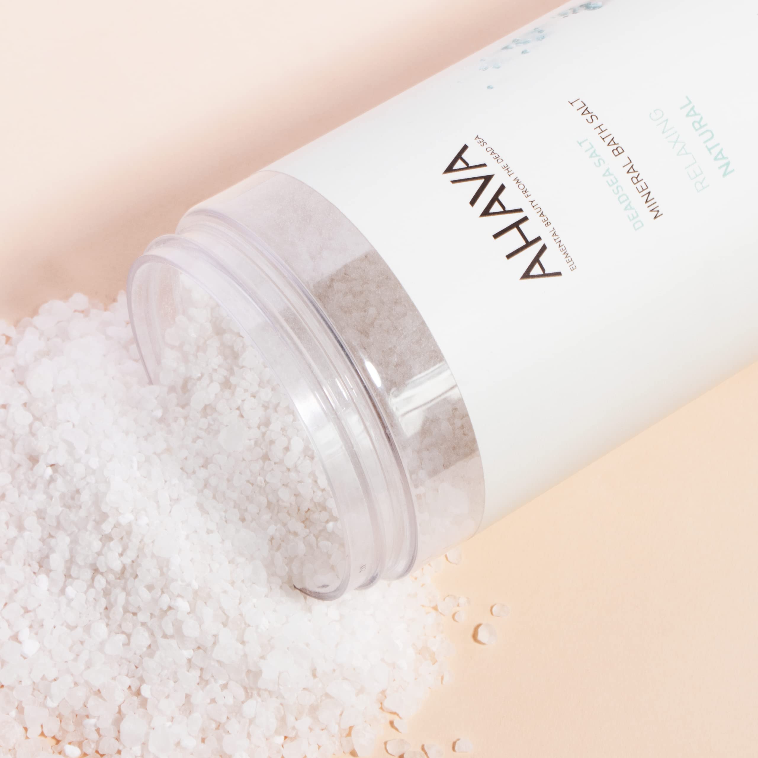 AHAVA Dead Sea Mineral Bath Salt 32 oz packaging displayed.
